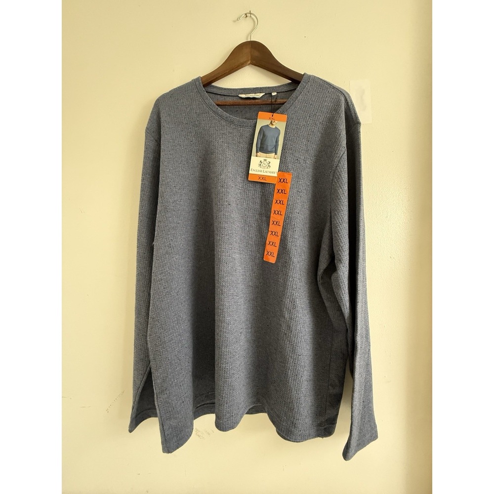 English Laundry Mens XXL Thermal Shirt Blue Waffle Knit Long Sleeve NWT